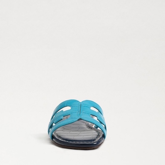 Sam Edelman EUC! BAY SLIDE SANDAL. Crocodile embossed slide in blue. - Picture 8 of 14